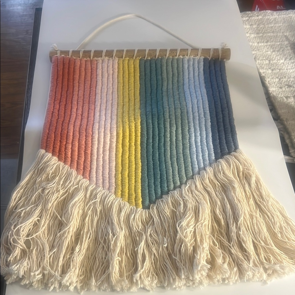 Crate&Barrel Vertical Rainbow Wall Hanging" from Crate & Barrel 16 X 22 inches